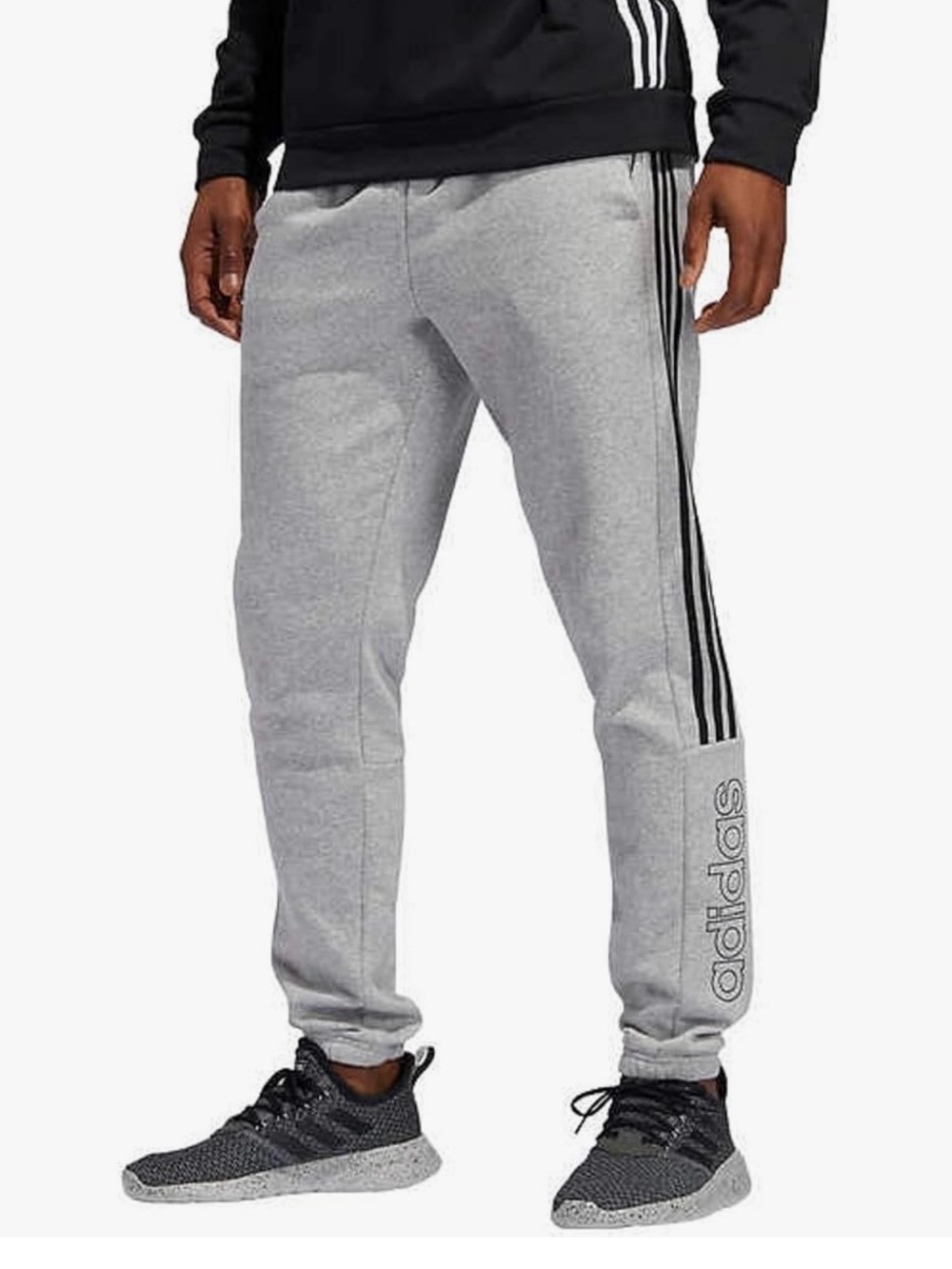 adidas Gray Jogger Sweatpants with Black Side Stripes